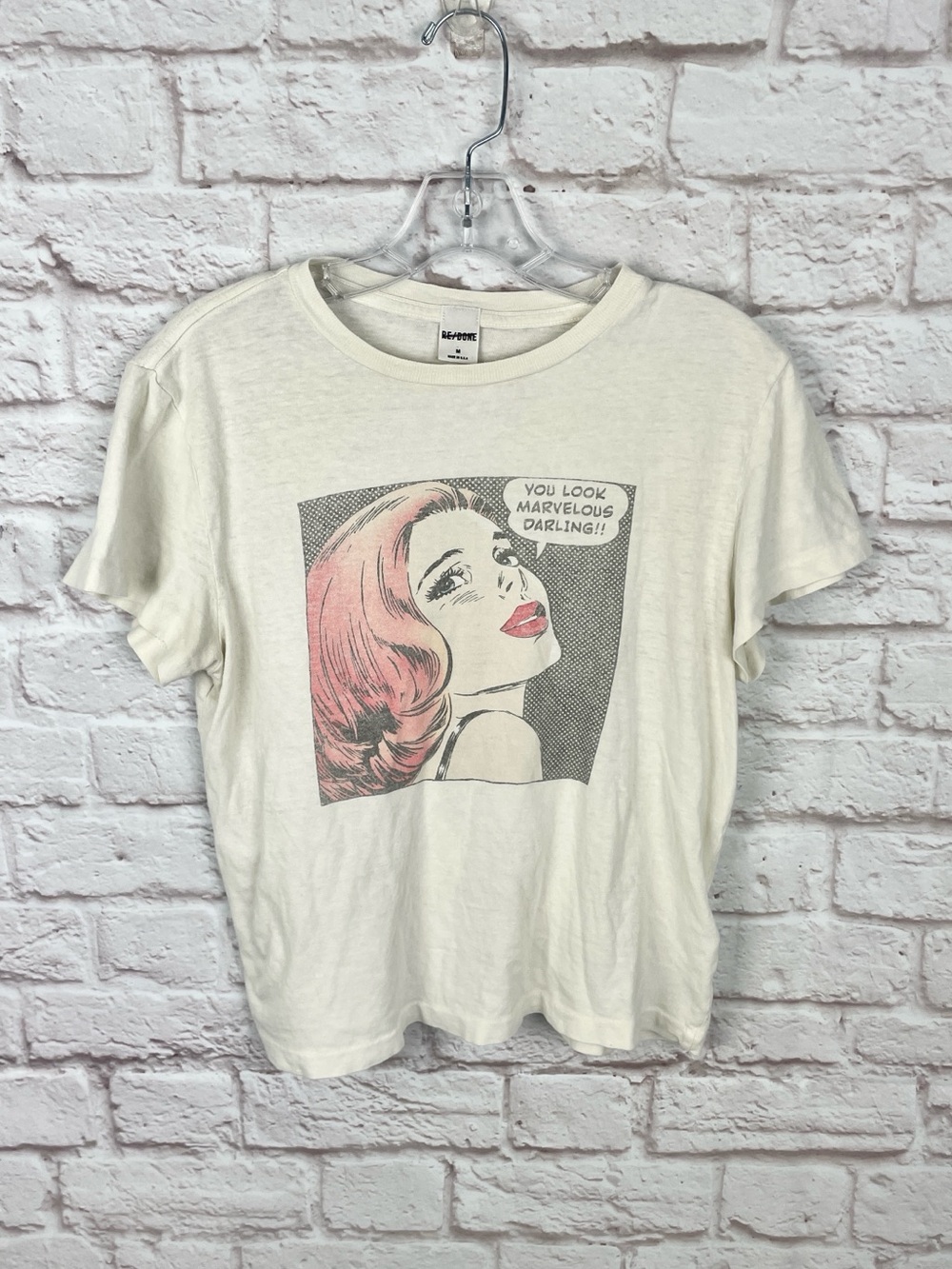 Re/Done You Look Marvelous Darling White Graphic Tee Size M